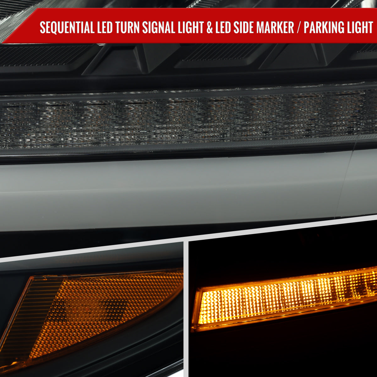 Spec-D 15 Chevy Tahoe Suburban SEQ LED black LED headlights