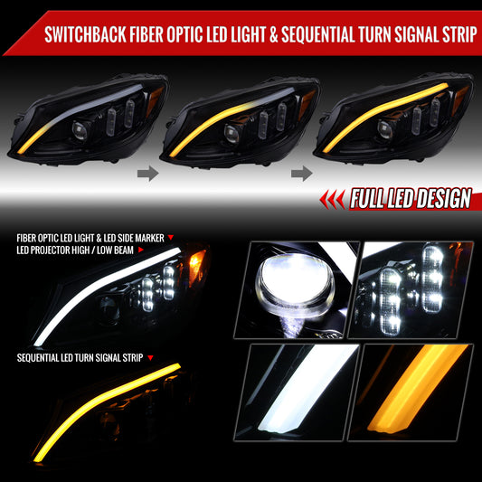 2016 Mercedes C-Class W205 Pro Spec-D smoked aftermarket headlights