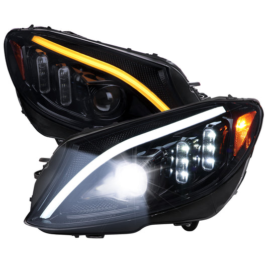 Spec-D 2015 Mercedes C-Class W205 Pro smoked headlights upgrade