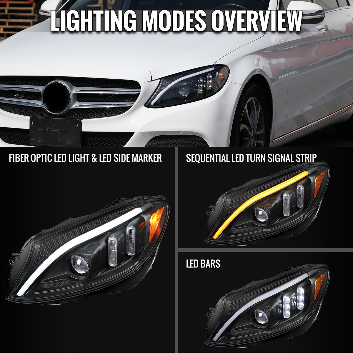 18 Mercedes C-Class W205 Spec-D black lighting upgrade