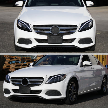 Spec-D 15 Mercedes C-Class W205 black headlights