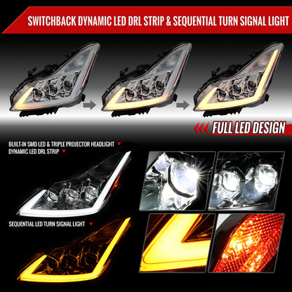 2009 G37 Q60 2DR Triple Spec-D aftermarket headlights