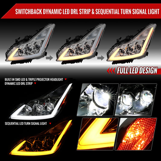 2009 G37 Q60 2DR Triple Spec-D aftermarket headlights