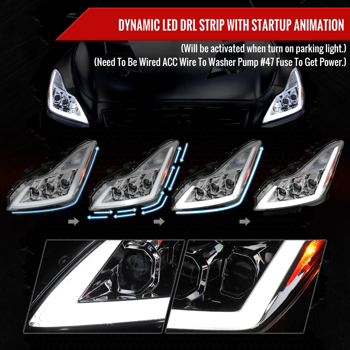 Spec-D 2010 G37 Q60 2DR Triple sequential headlights
