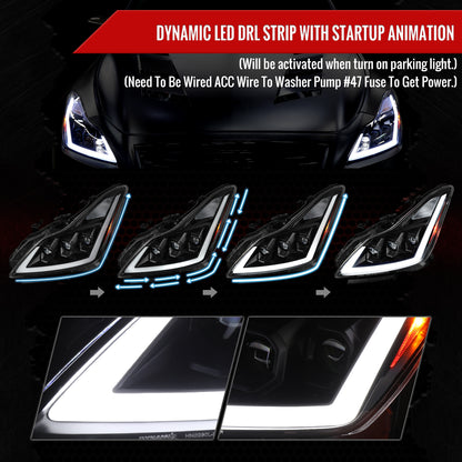 Spec-D 2008-2013 Infiniti G37/2014-2015 Q60 2DR/Convertible Sequential Switchback LED Turn Signal Full LED Triple Projector Matte Black Headlights