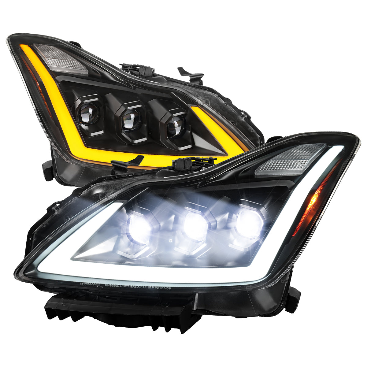 Spec-D 2008-2013 Infiniti G37/2014-2015 Q60 2DR/Convertible Sequential Switchback LED Turn Signal Full LED Triple Projector Matte Black Headlights