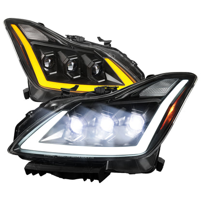 Spec-D 2008-2013 Infiniti G37/2014-2015 Q60 2DR/Convertible Sequential Switchback LED Turn Signal Full LED Triple Projector Matte Black Headlights