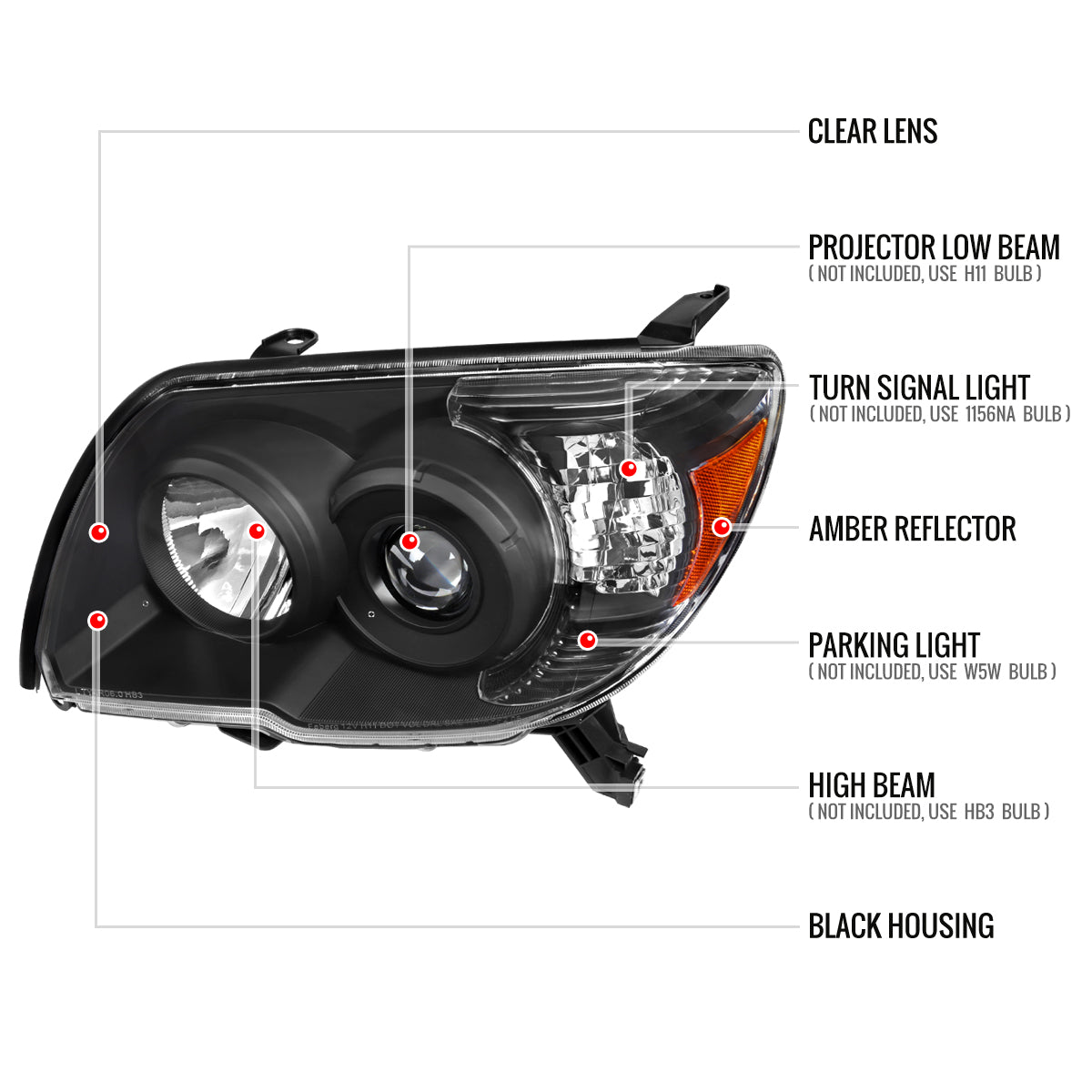 Spec-D 2006-2009 Toyota 4Runner SR5 Ltd Projector Black Headlights