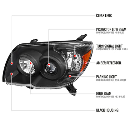 Spec-D 2006-2009 Toyota 4Runner SR5 Ltd Projector Black Headlights
