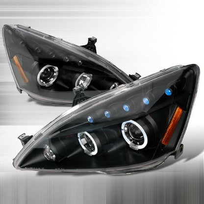 2003-2007 Accord Headlights (Projector, Halo, in Black housing)