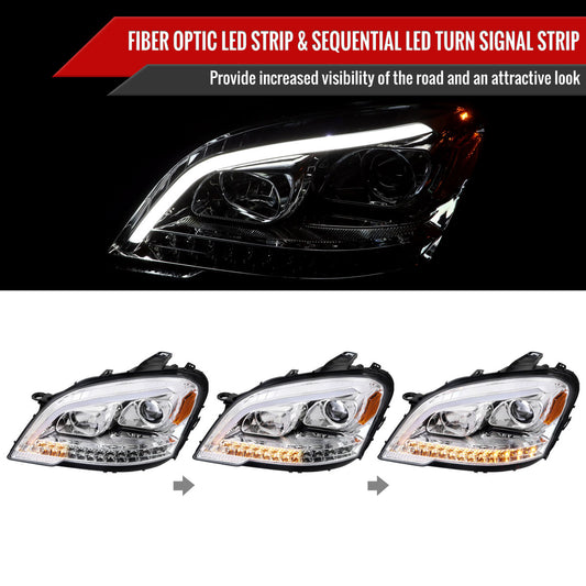 2010 Benz W164 ML-Class Sequetial Spec-D chrome aftermarket headlights