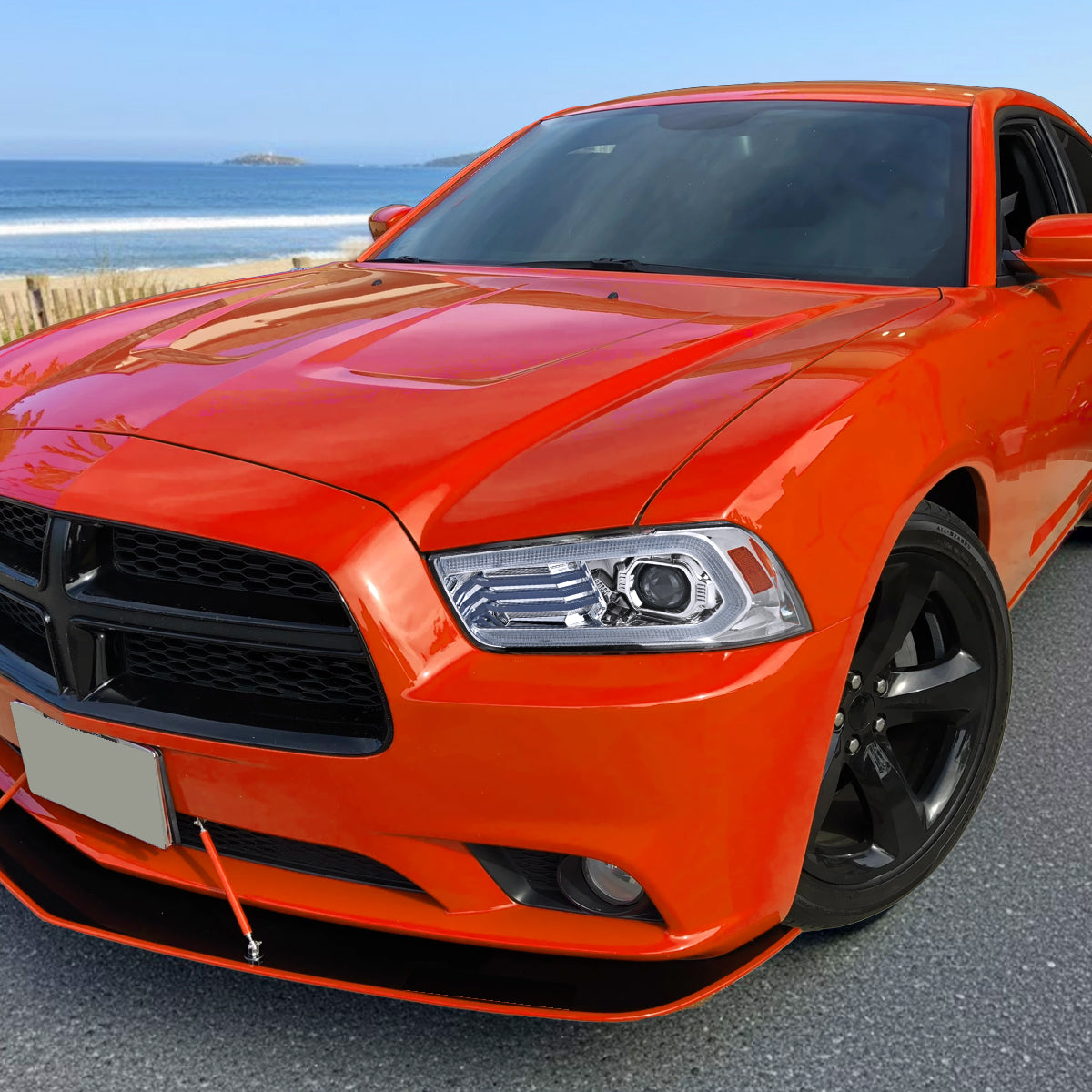 Spec-D 2011-2014 Charger HID projector headlights with LED DRL strip chrome