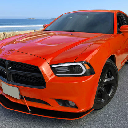 Spec-D HID projector headlight assembly for 2011-2014 Charger black clear