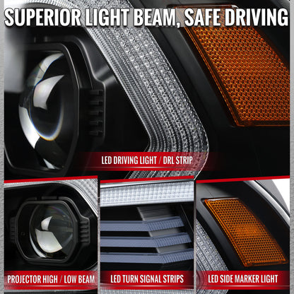 Spec-D Charger 12-14 HID headlights black housing clear lens LED DRL strip