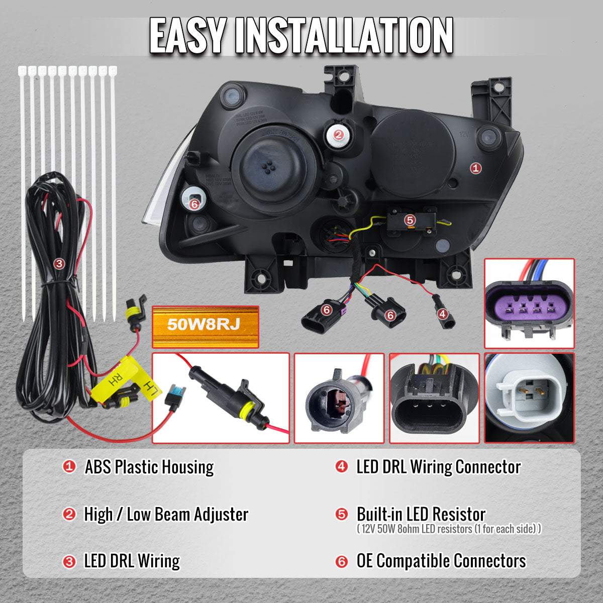 Replace OEM 2011-2014 Charger headlights with Spec-D matte black projectors