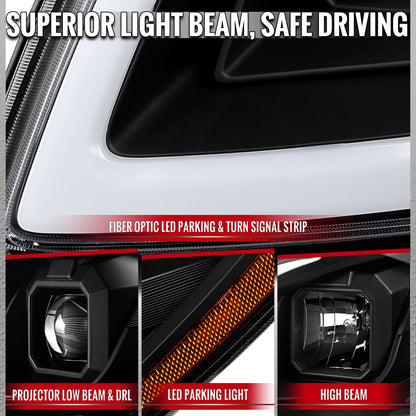 Spec-D 2005?€?2010 Chevrolet Cobalt Pontiac G5/Pursuit LED Bar Projector w/ LED DRL Light Tube Matte Black Headlights