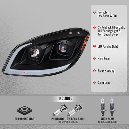 Spec-D 2005?€?2010 Chevrolet Cobalt Pontiac G5/Pursuit LED Bar Projector w/ LED DRL Light Tube Matte Black Headlights