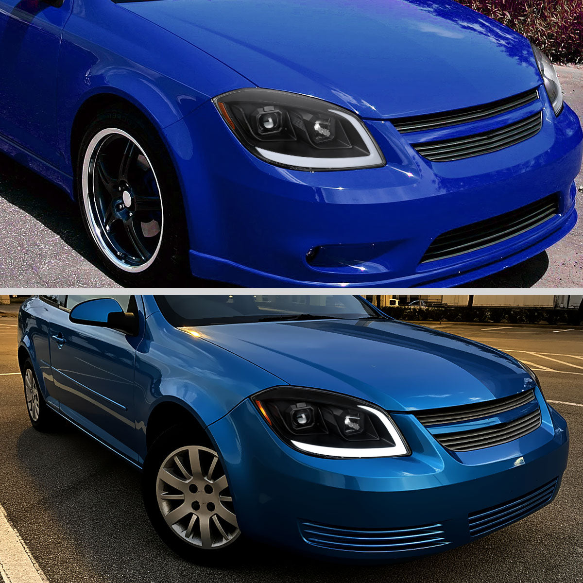 Spec-D 2005?€?2010 Chevrolet Cobalt Pontiac G5/Pursuit LED Bar Projector w/ LED DRL Light Tube Matte Black Headlights