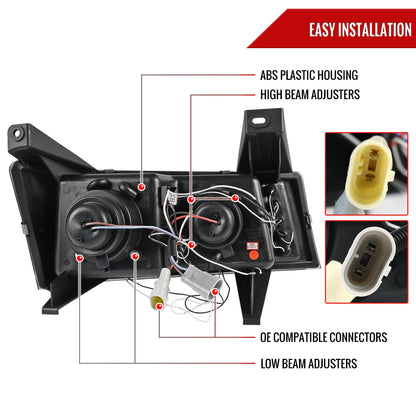 Spec-D 2004-2012 GMC Canyon/ Chevrolet Colorado Dual Halo Projector GL Black w/Smoked Lens Headlights