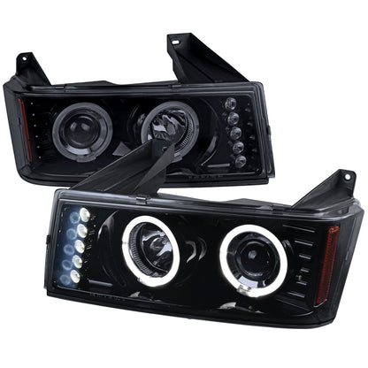 Spec-D 2004-2012 GMC Canyon/ Chevrolet Colorado Dual Halo Projector GL Black w/Smoked Lens Headlights