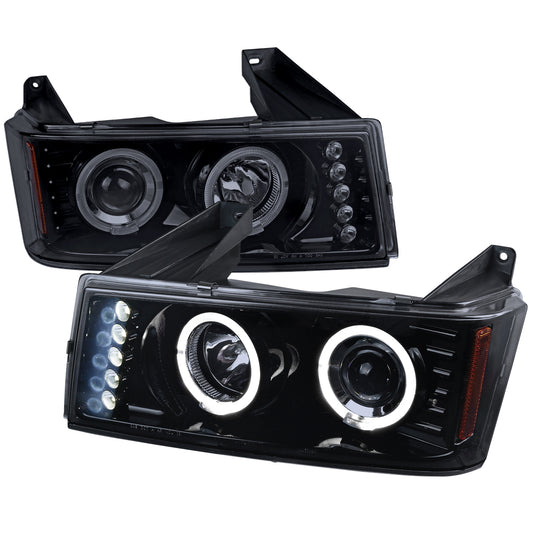 Spec-D 2004-2012 GMC Canyon/ Chevrolet Colorado Dual Halo Projector GL Black w/Smoked Lens Headlights