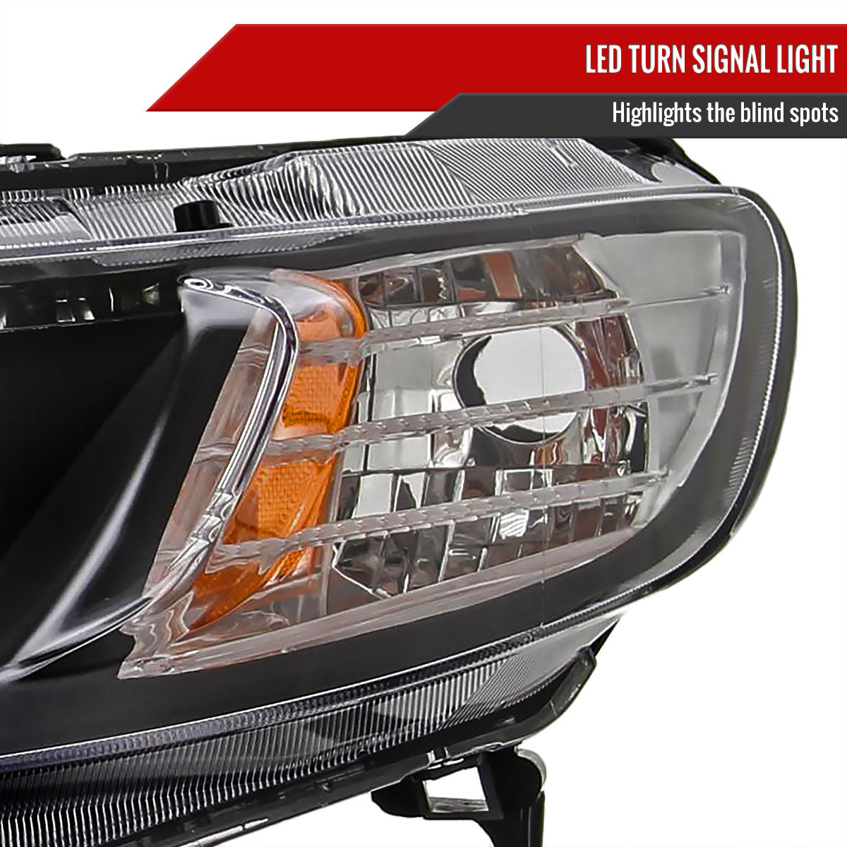 Spec-D 2006-2011 Honda Civic 4DR Projector w/ R8 Style LED Light Strip Black Headlights