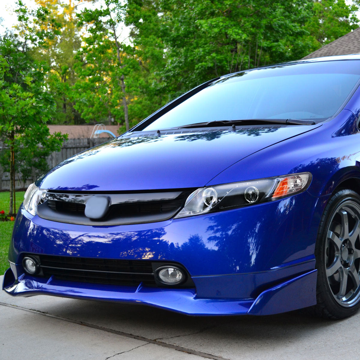 Spec-D 2006-2011 Honda Civic 4DR Projector w/ R8 Style LED Light Strip Black Headlights