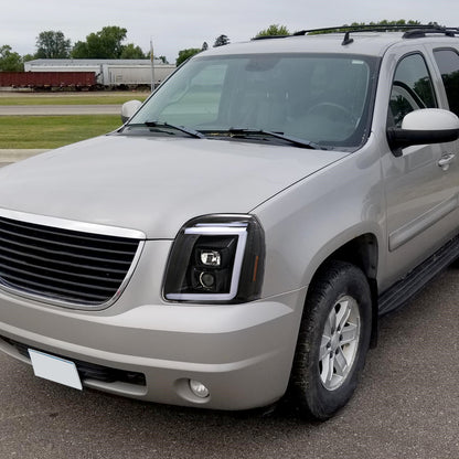 Spec-D 2007-2014 GMC Yukon/XL 1500/XL 2500 Switchback Sequential LED Turn Signal Projector J Black Headlights