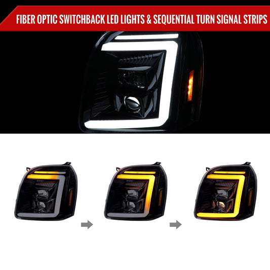 2008 GMC Yukon XL Spec-D smoked aftermarket headlights