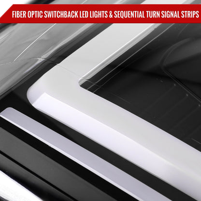 Spec-D 2007-2014 GMC Yukon/XL 1500/XL 2500 Switchback Sequential LED Turn Signal Projector Black Headlights