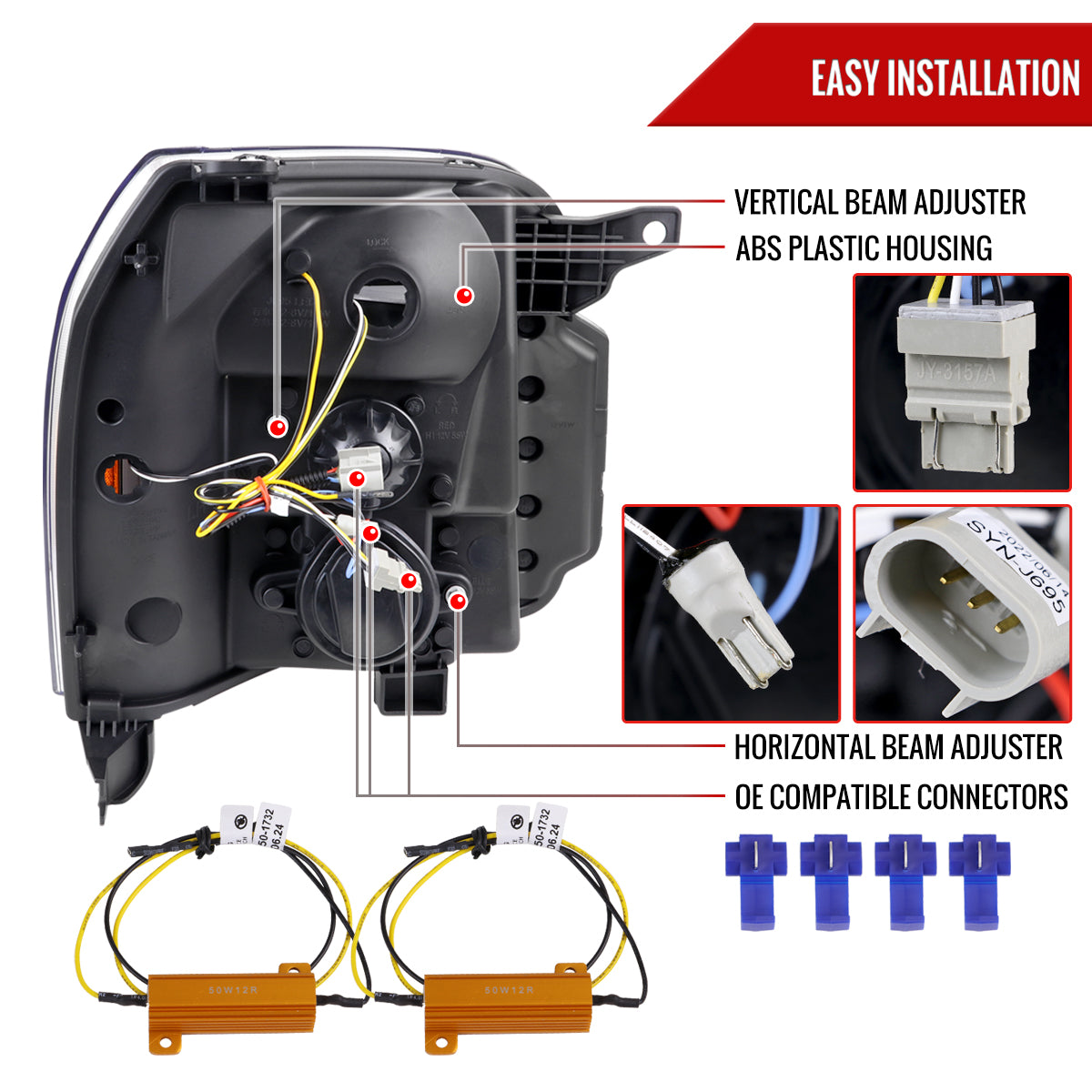 Spec-D 2007-2014 GMC Yukon/XL 1500/XL 2500 Switchback Sequential LED Turn Signal Projector Black Headlights