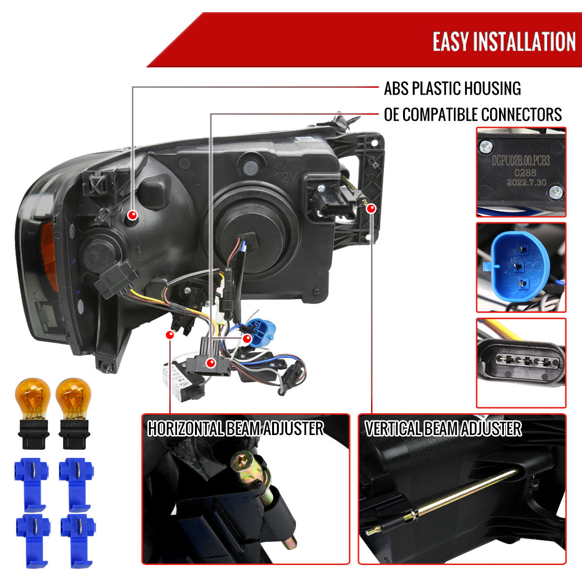 03 Ram Projector Spec-D smoked headlights