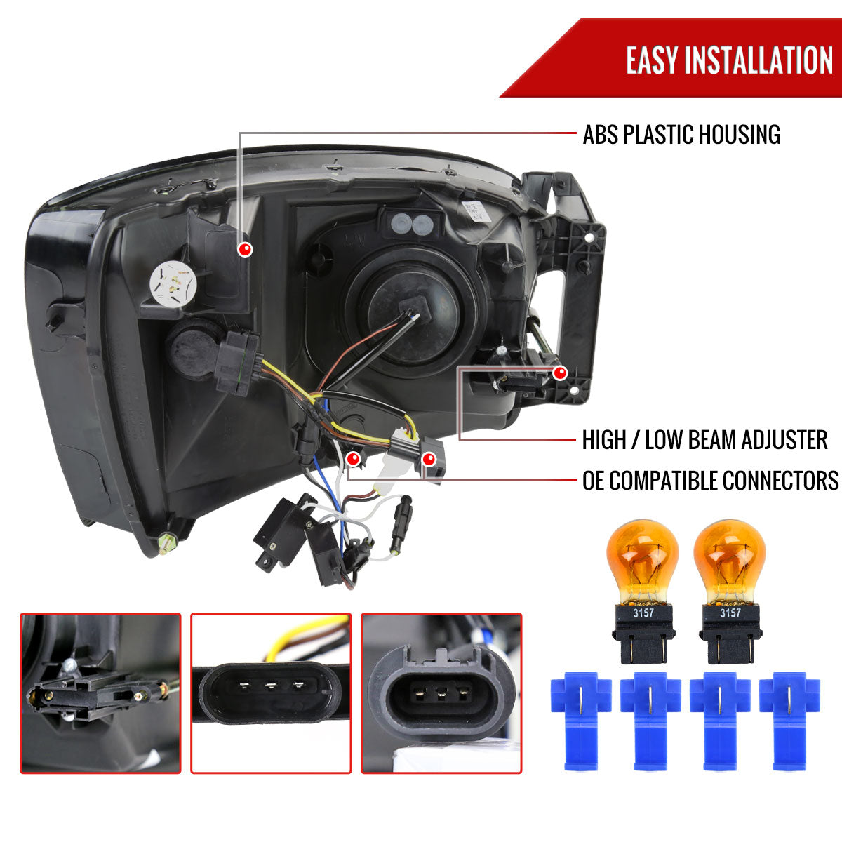 07 Dodge ram 2500 Projector Spec-D smoked headlights