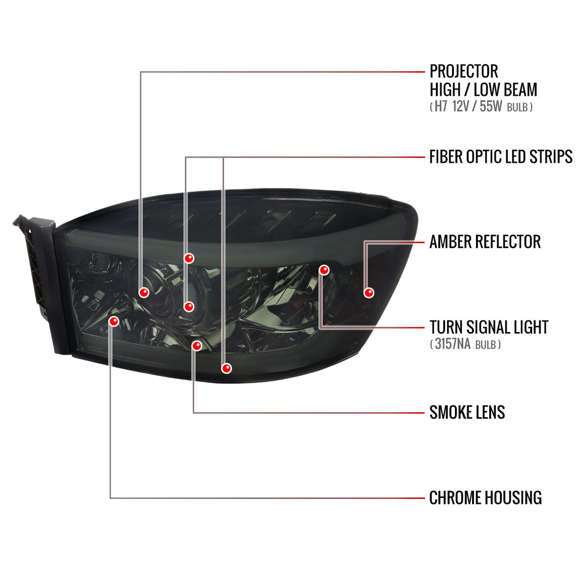Spec-D Dodge ram 2500 Projector 08 smoked headlights