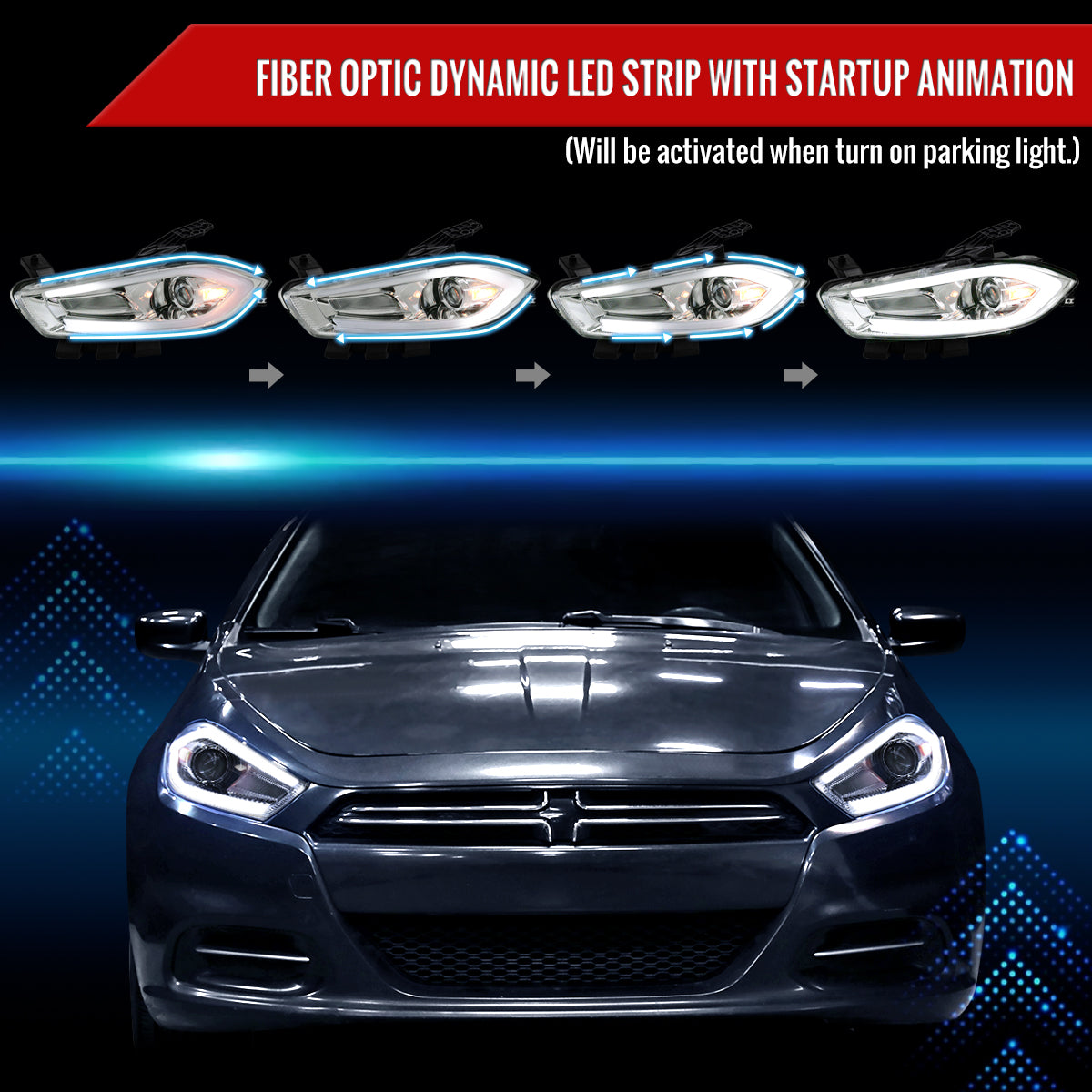 Spec-D 2015 Dodge Dart Animated chrome sequential headlights