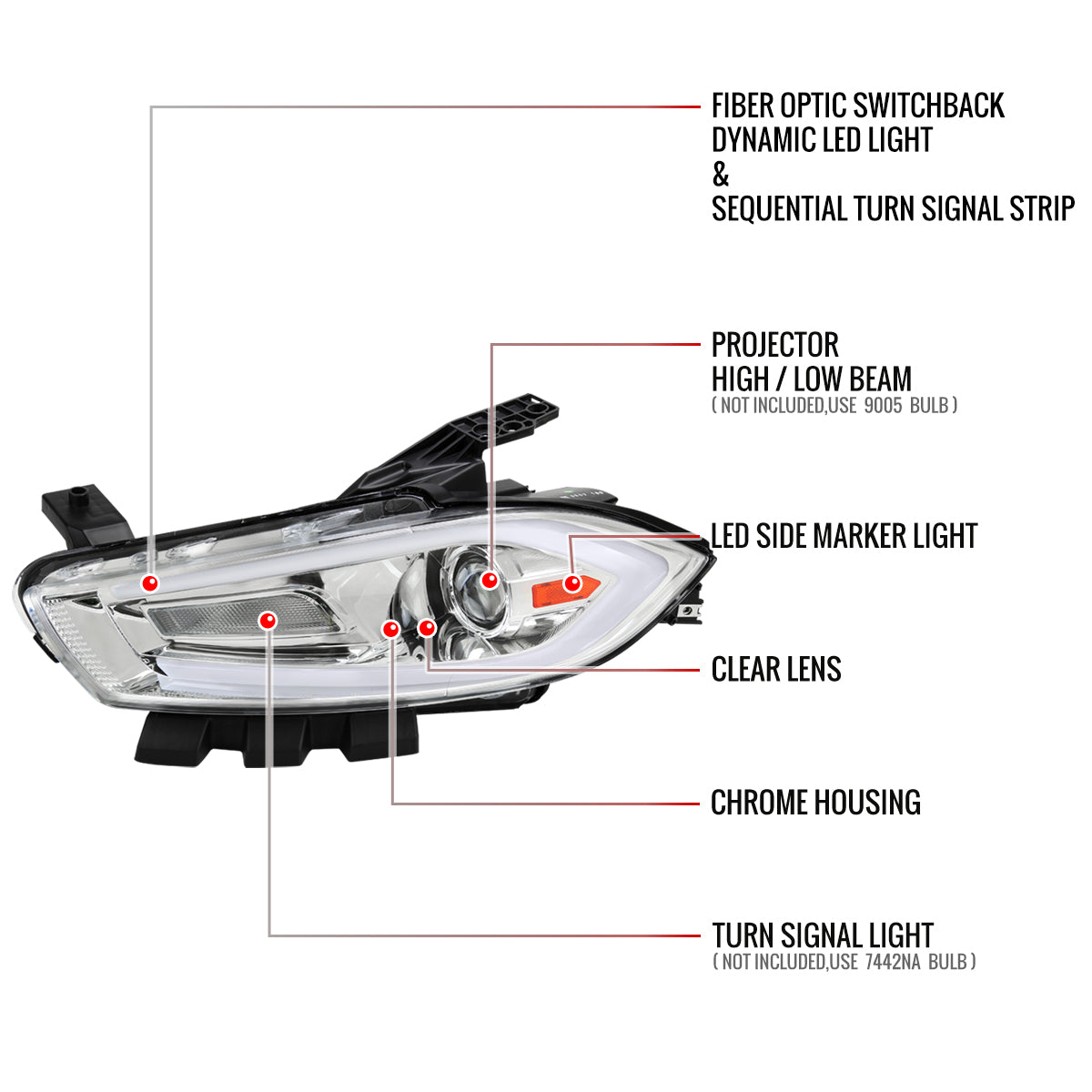 Spec-D Dodge Dart Animated 15 chrome headlights