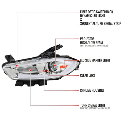 Spec-D Dodge Dart Animated 15 chrome headlights