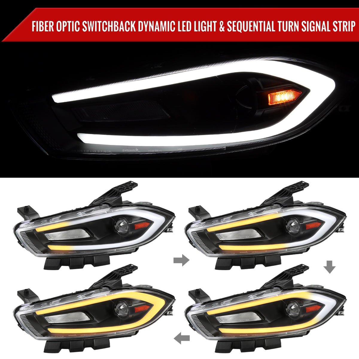 2014 Dodge Dart Animated Blk Spec-D aftermarket headlights