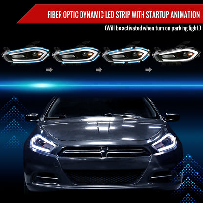 Spec-D 2015 Dodge Dart Animated Blk sequential LED bar headlights