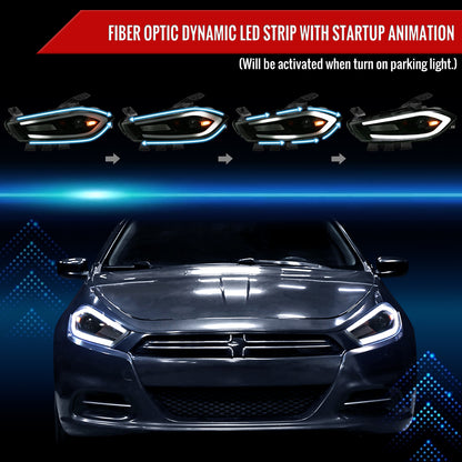 Spec-D 2015 Dodge Dart Animated Pro black sequential headlights
