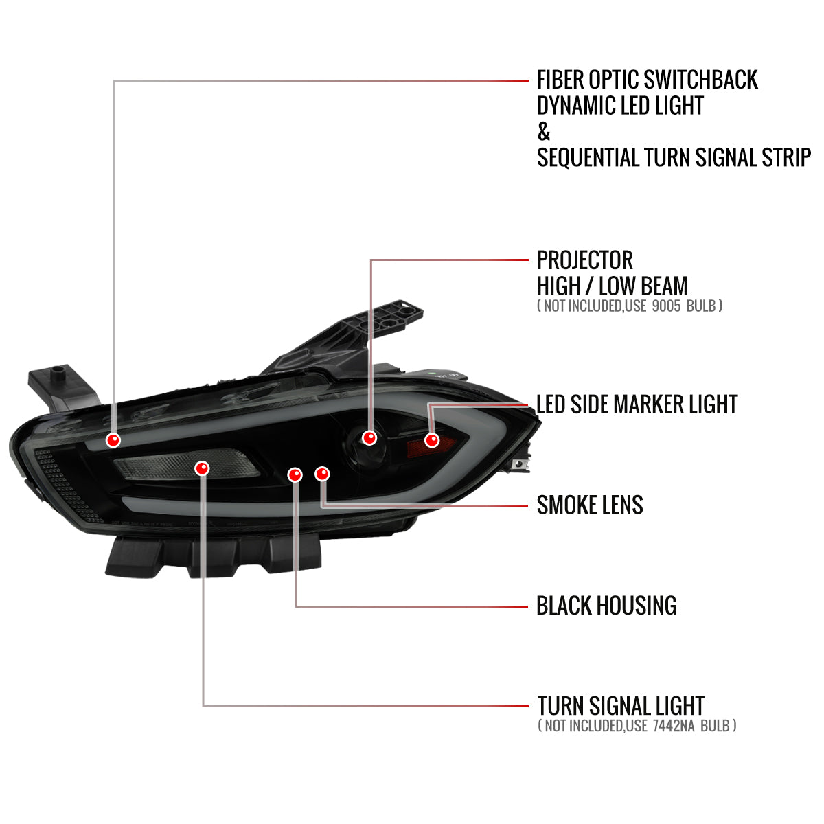 Spec-D Dodge Dart Animated Pro 15 black headlights