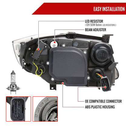 Spec-D 2006-2011 BMW E90 3-Series 4DR LED Projector Black Headlights