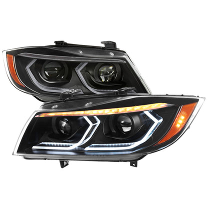 Spec-D 2006-2011 BMW E90 3-Series 4DR LED Projector Black Headlights