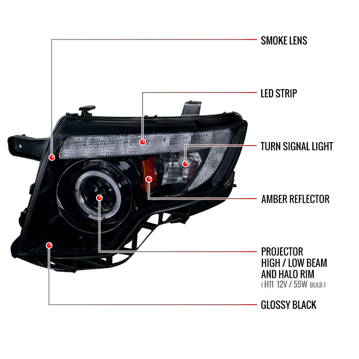 Spec-D Ford Edge Strip GL 09 smoked headlights