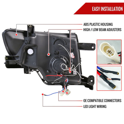 Spec-D 2007-2010 Ford Edge Halo Projector LED Strip Black Headlights