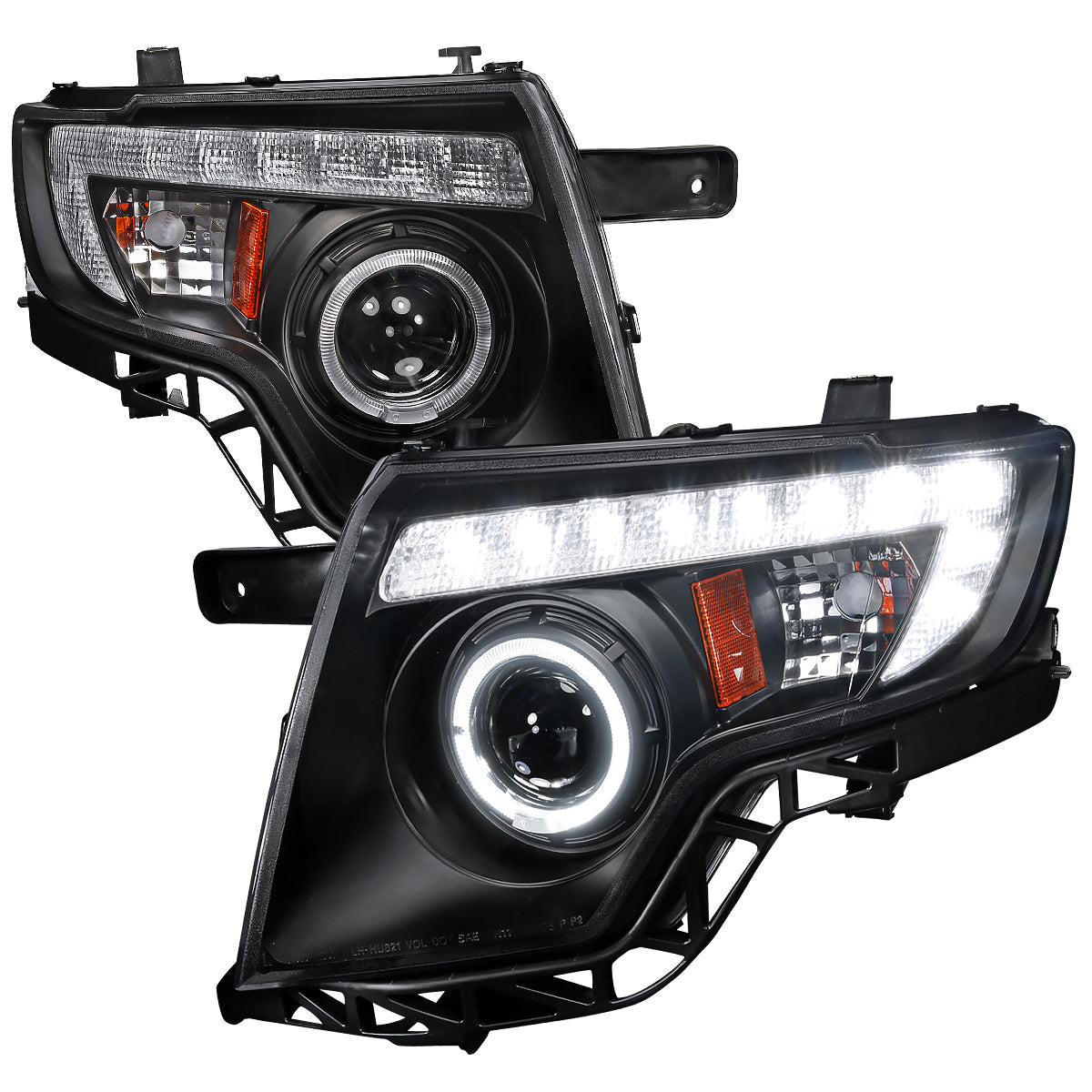 Spec-D 2007-2010 Ford Edge Halo Projector LED Strip Black Headlights