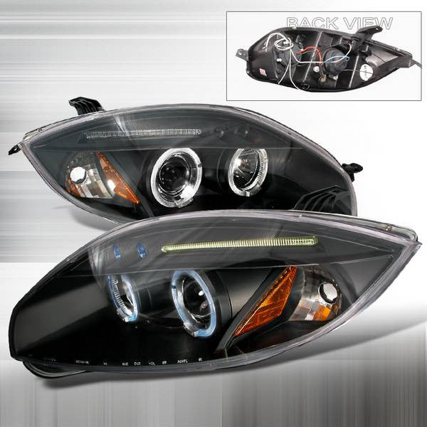 2006-2008 Eclipse Headlights (Projector, Halo, LED, in Black housing)