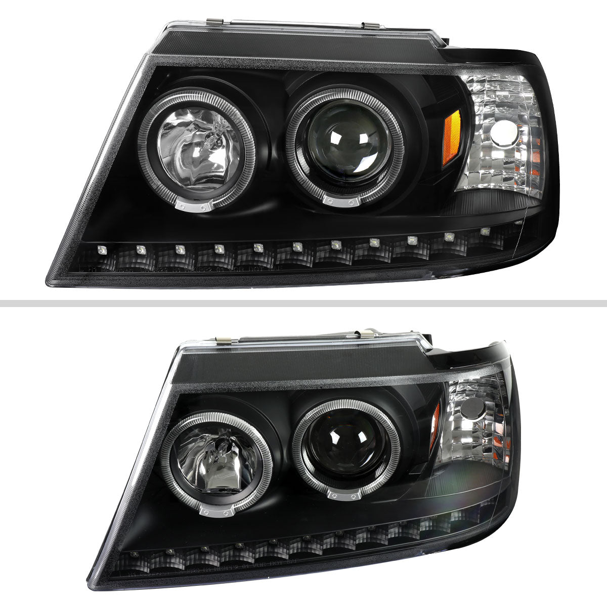 Spec-D 2002-2005 Ford Explorer Dual Halo Projector Black Headlights