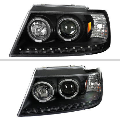 Spec-D 2002-2005 Ford Explorer Dual Halo Projector Black Headlights