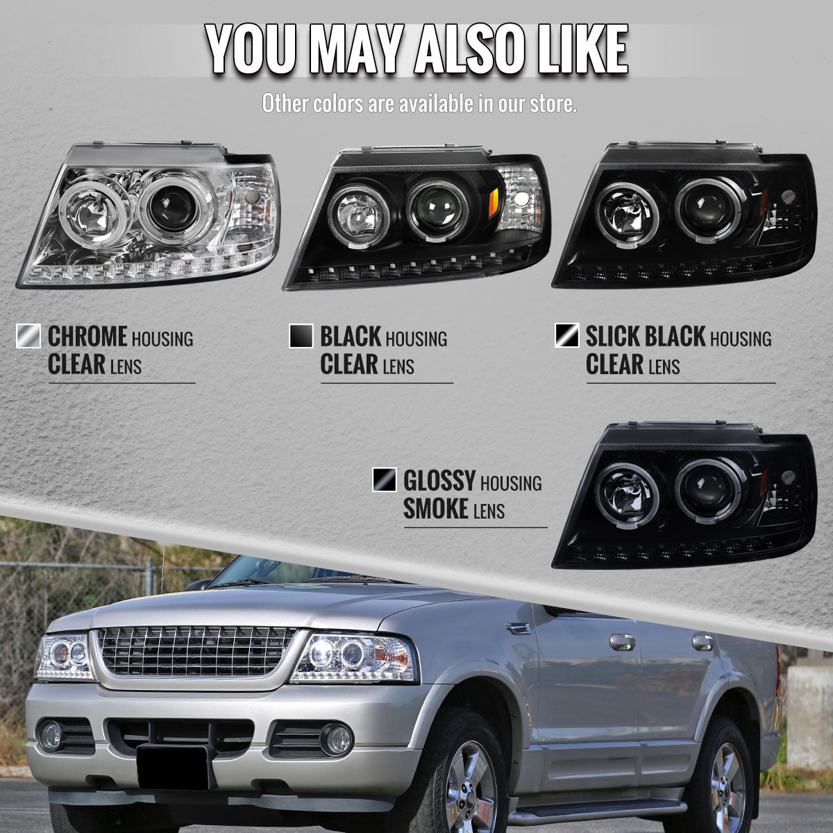 03 Ford Explorer Dual Spec-D black headlights